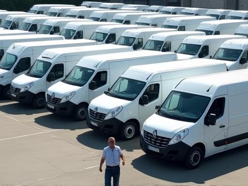 Varias furgonetas de una flota aparcadas y listas para su revisión.